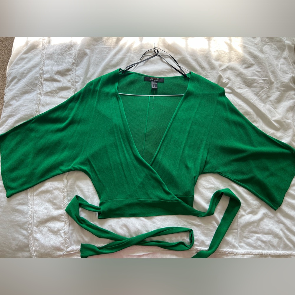 Green wrap around blouse